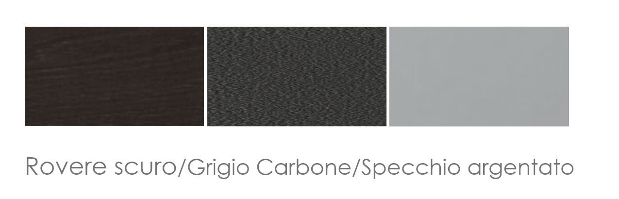 Rovere scuro/Grigio Carbone/Specchio argentato