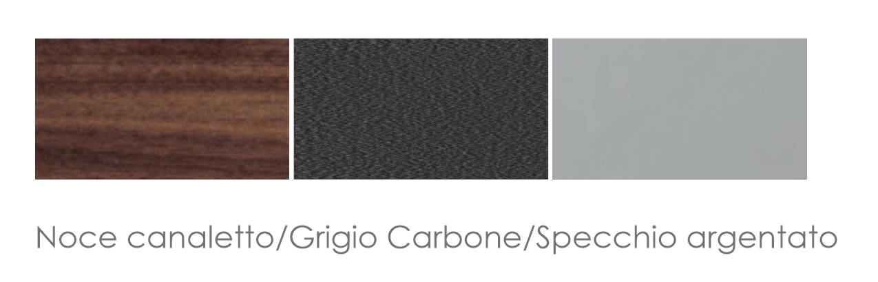 Noce canaletto/Grigio Carbone/Specchio argentato