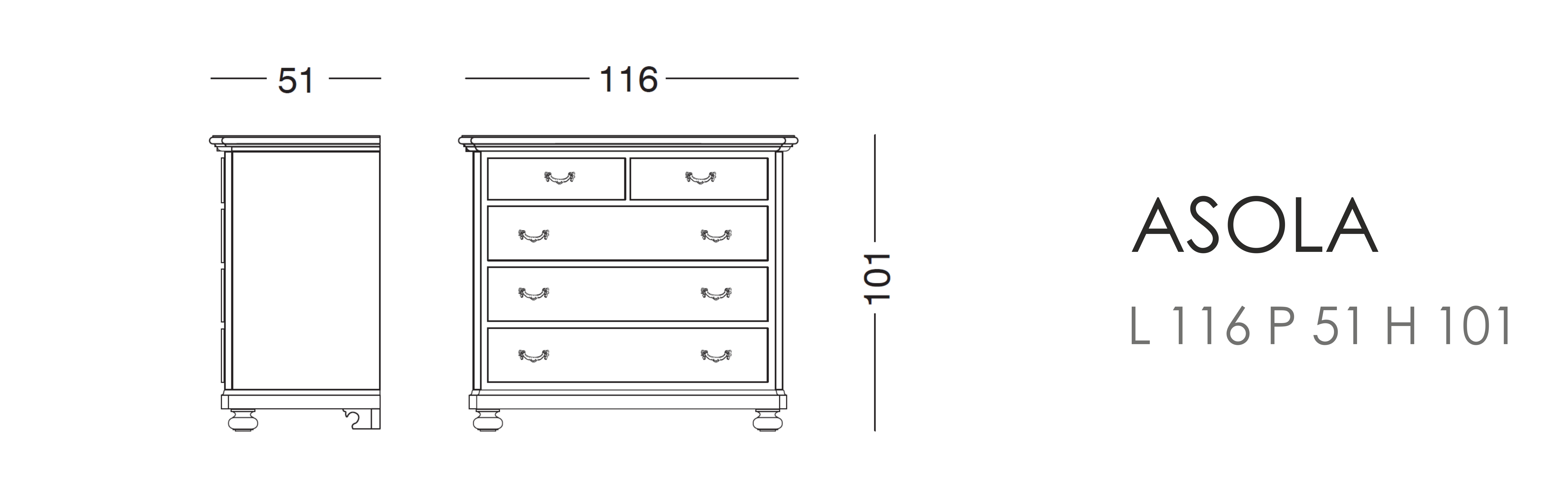 Комод Asola - L 116 P 51 H 101