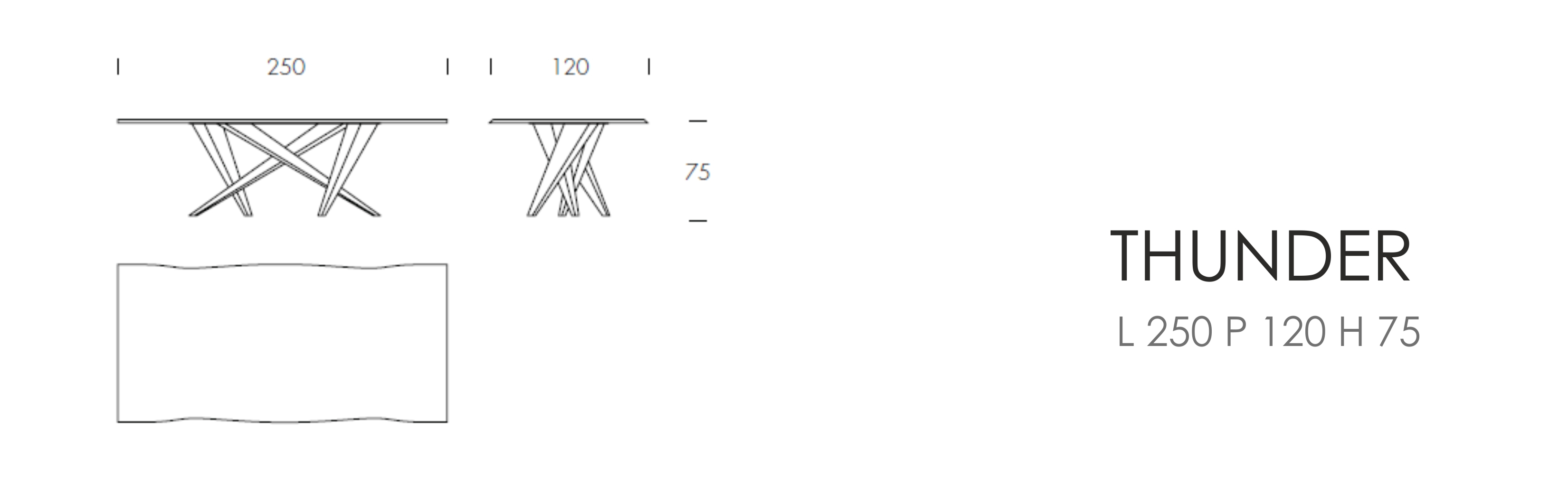 THUNDER - L 250 P 120 H 75 cm