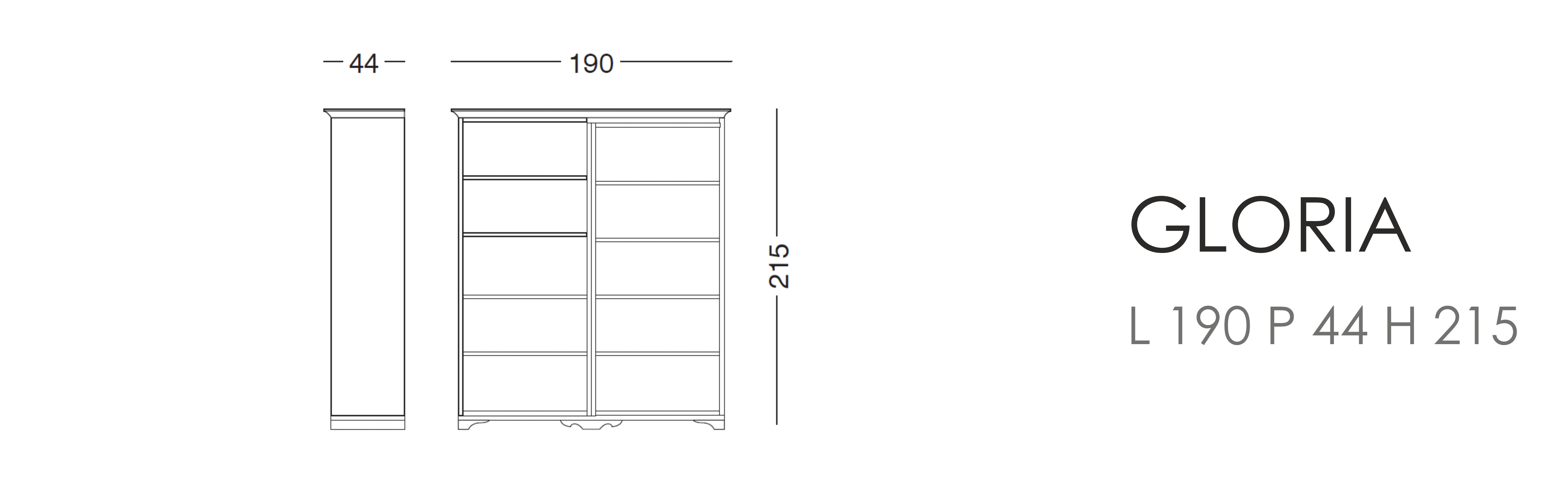 Стеллаж Gloria L 190 P 44 H 215