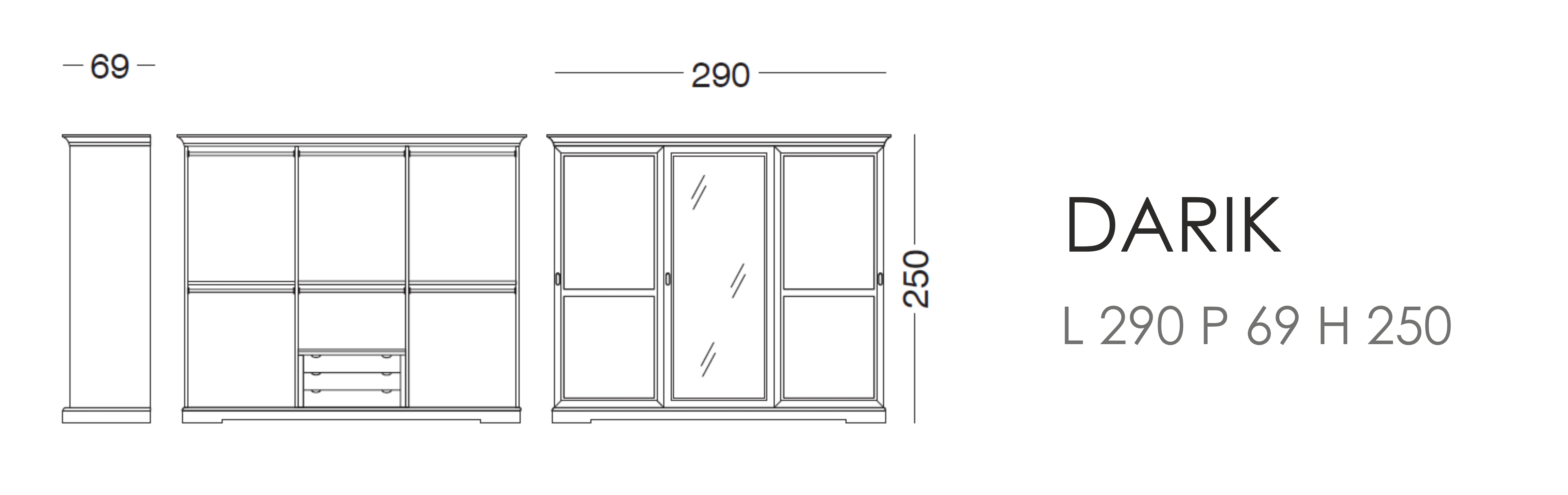 Шкаф Darik - L 290 P 69 H 250 