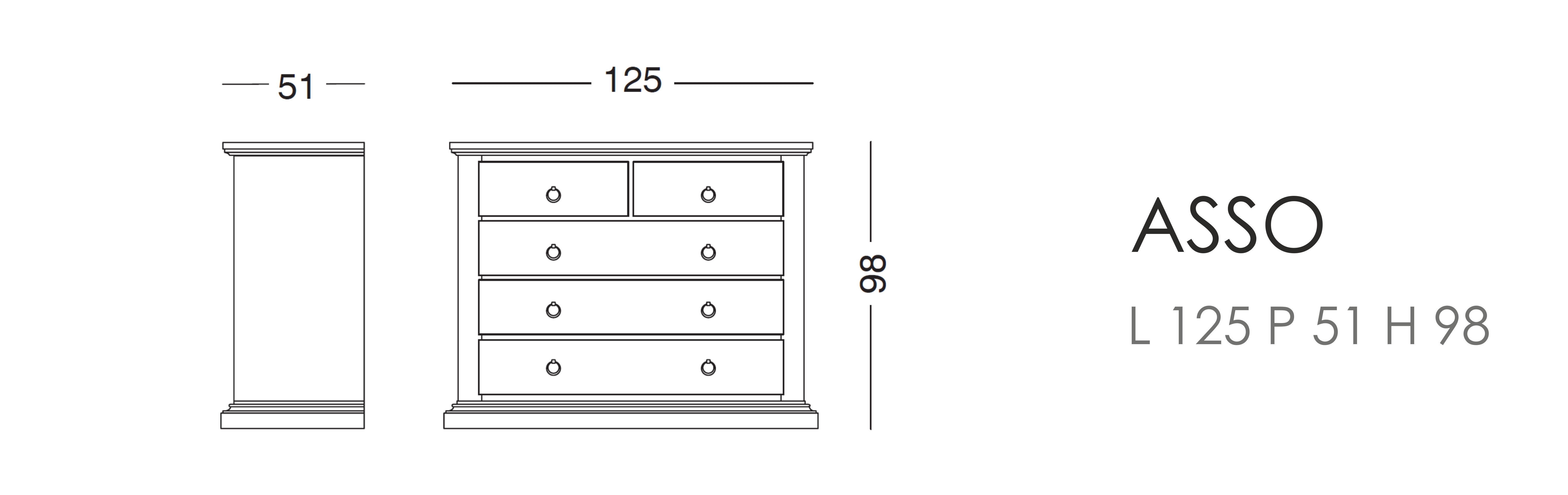 Комод Asso - L 125 P 51 H 98