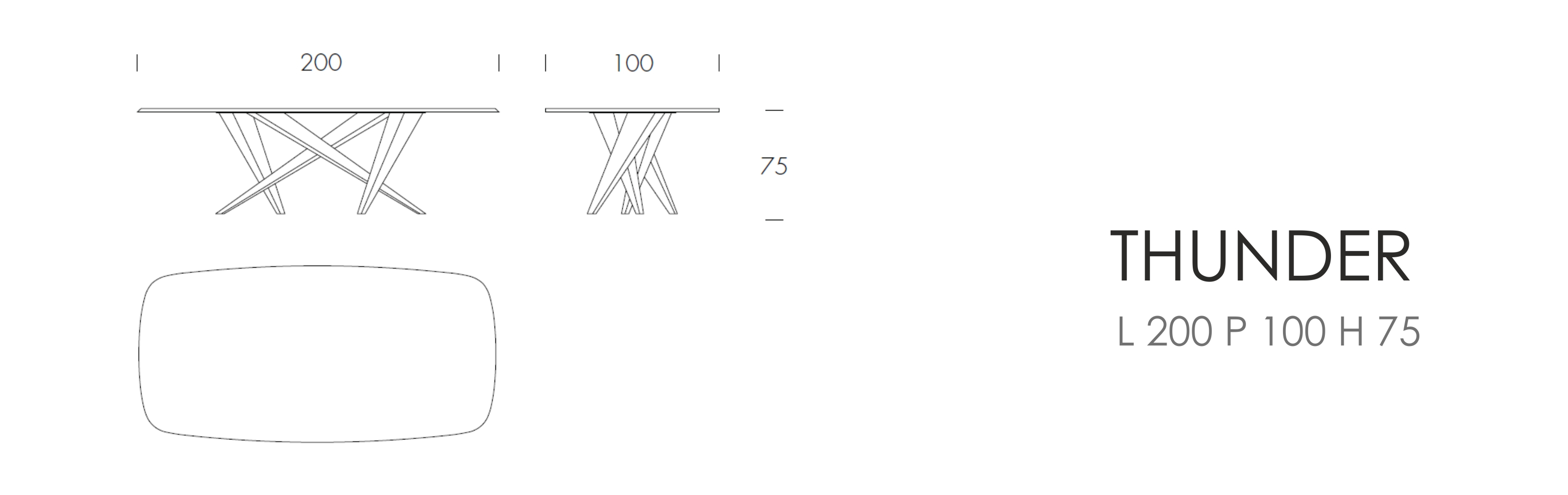 THUNDER - L 200 P 100 H 75 cm
