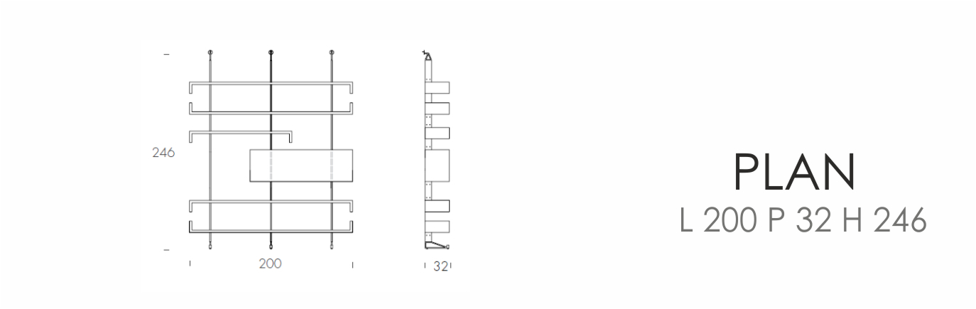 Стеллаж - Plan (L 200 P 30 H 246 cm)