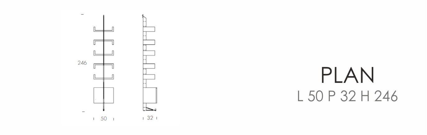 Стеллаж - Plan (L 50 P 35 H 246 cm)