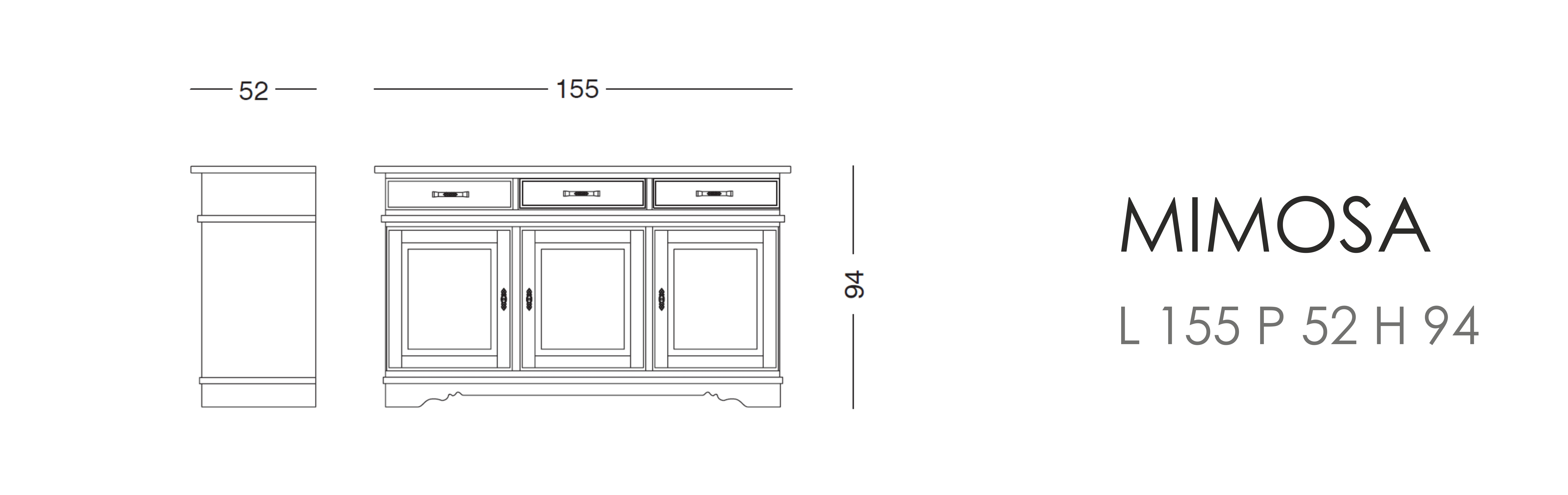 Сервант Mimosa L 155 P 52 H 94