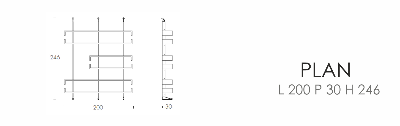 Стеллаж - Plan (L 200 P 30 H 246 cm)