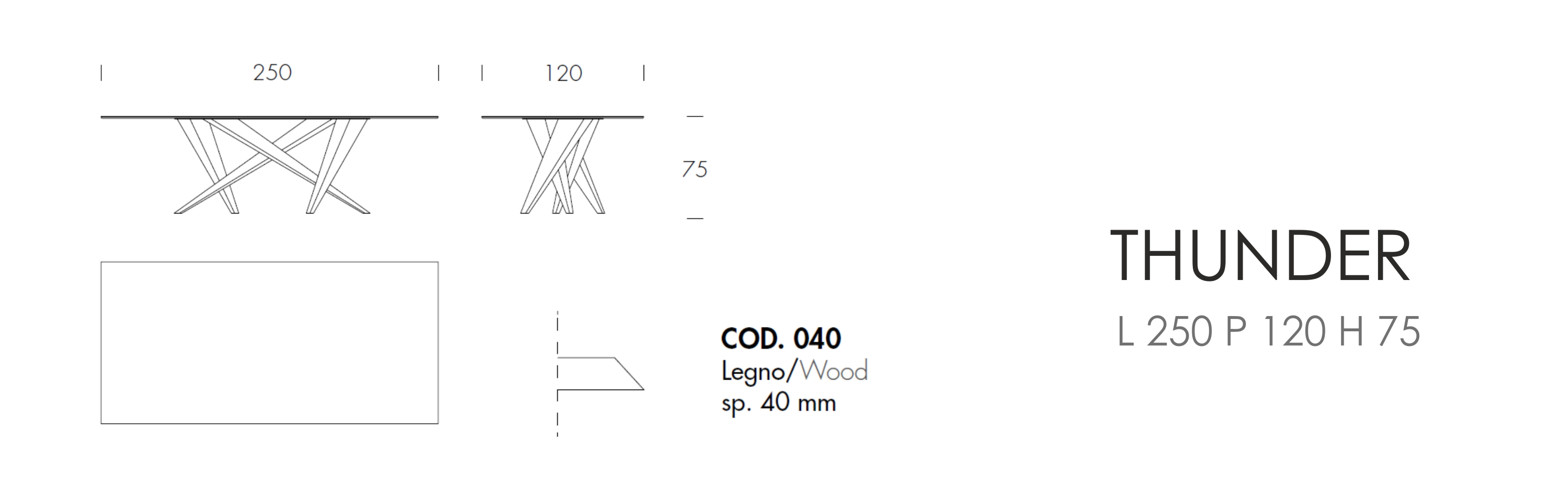 THUNDER - L 250 P 120 H 75 cm