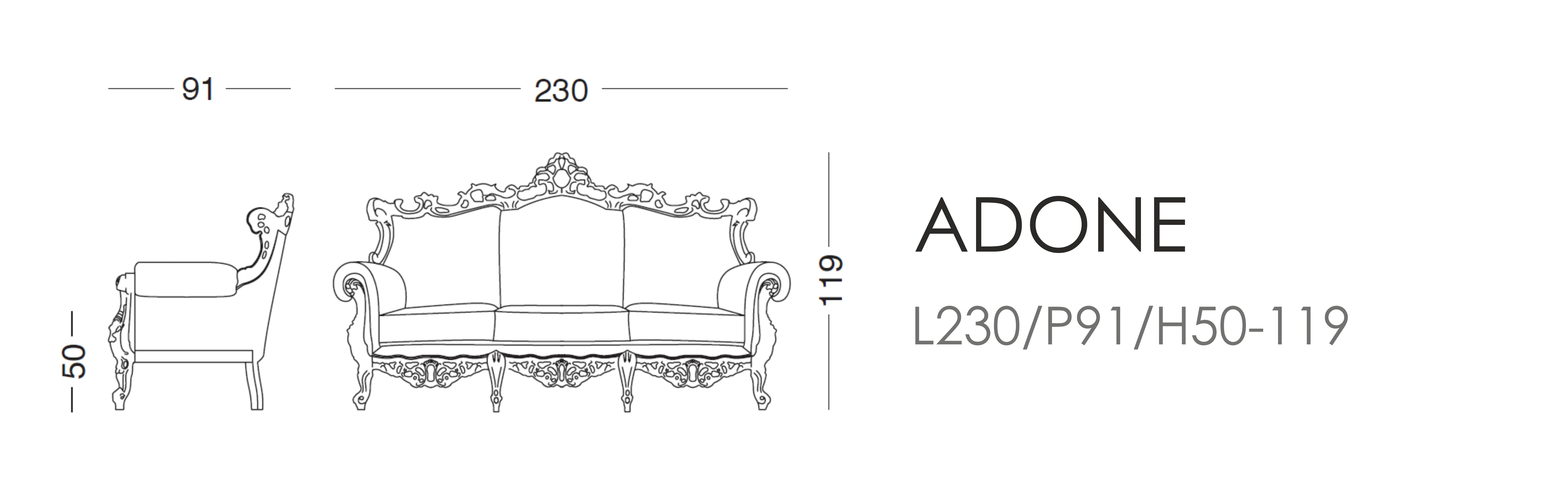 Диван - Adone L230/P91/H50-119