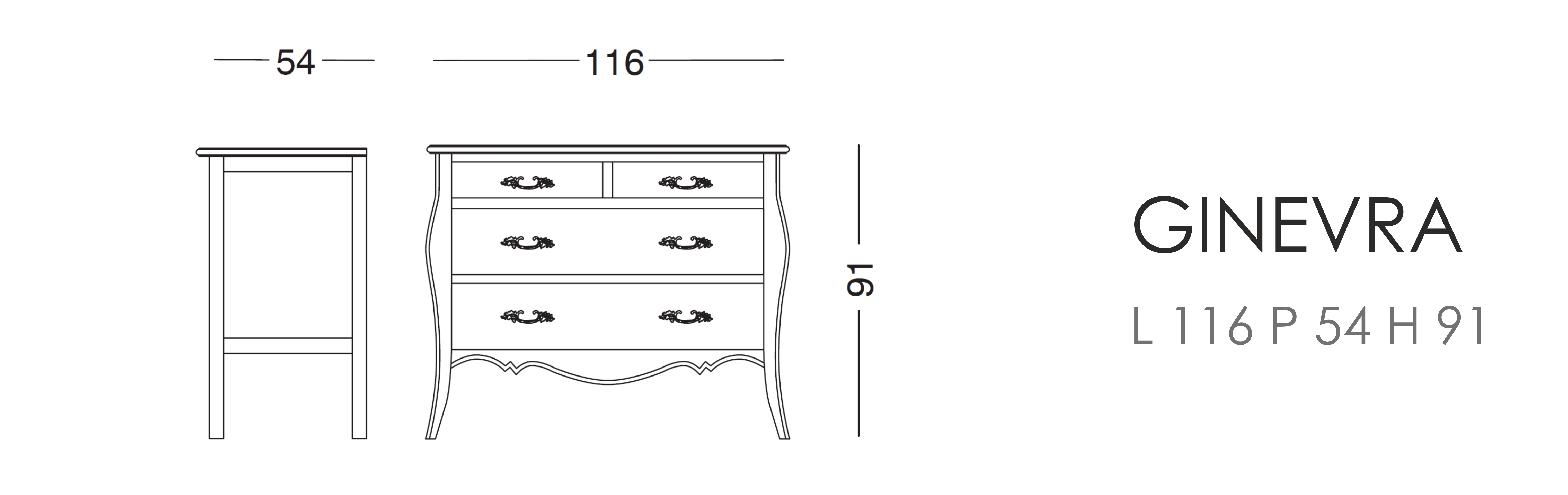 Комод Ginevra - L 116 P 54 H 91