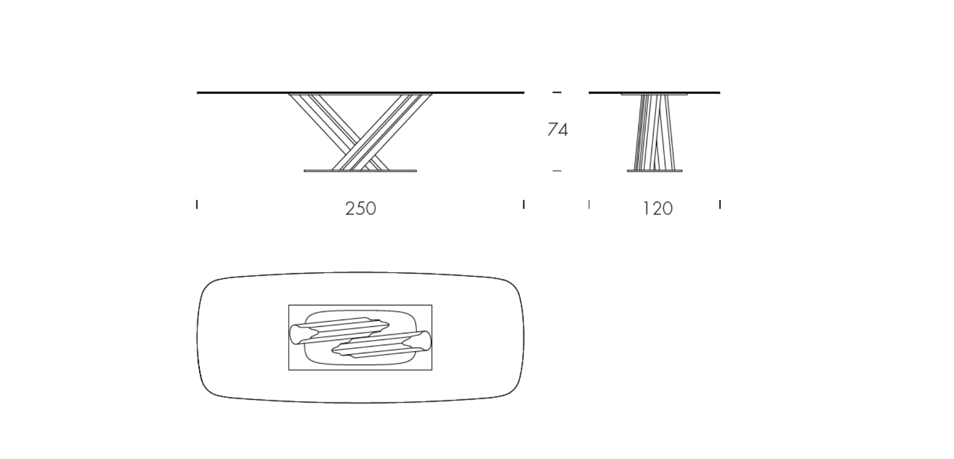 Sipario - L 250 W 120 H 74 cm