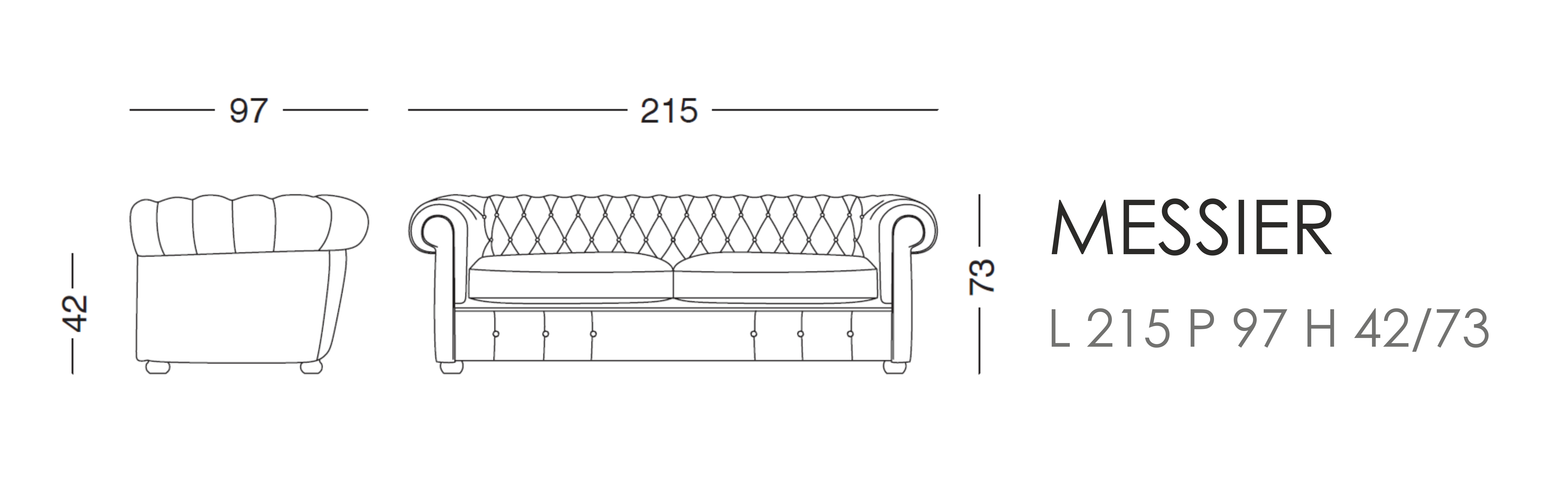 Диван Messier L 215 P 97 H 42/73