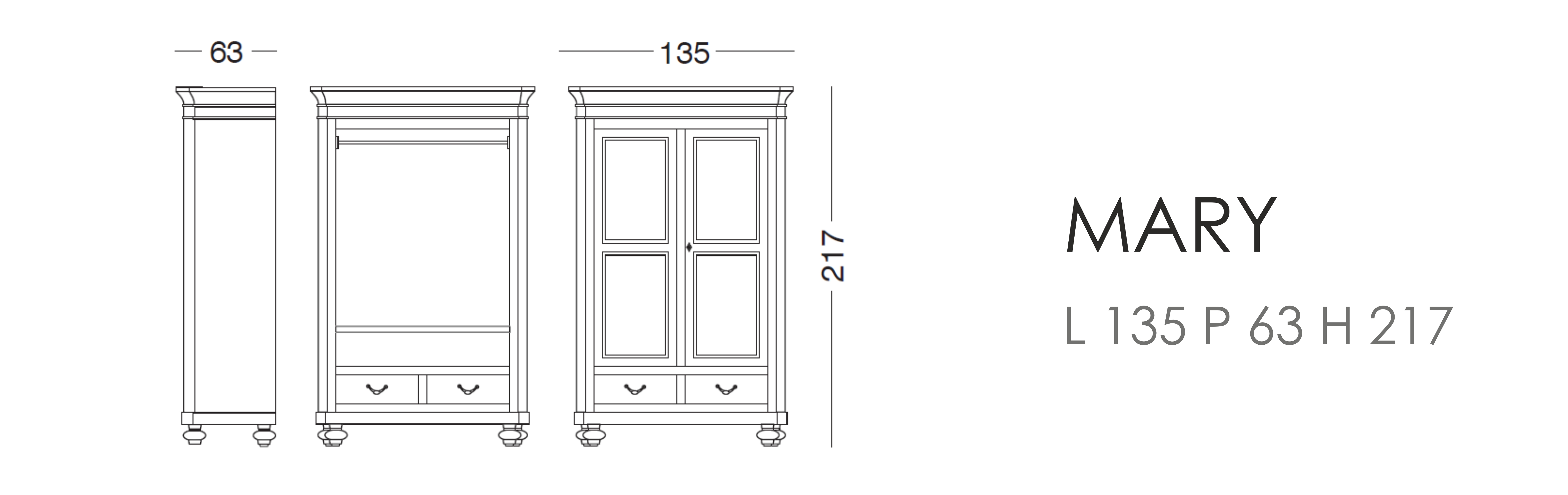 Шкаф Mary - L 135 P 63 H 217