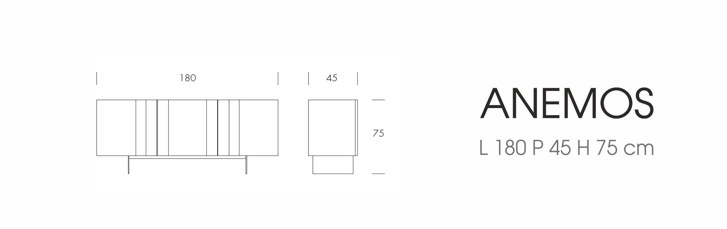 Anemos (L 180 P 45 H 75 cm)