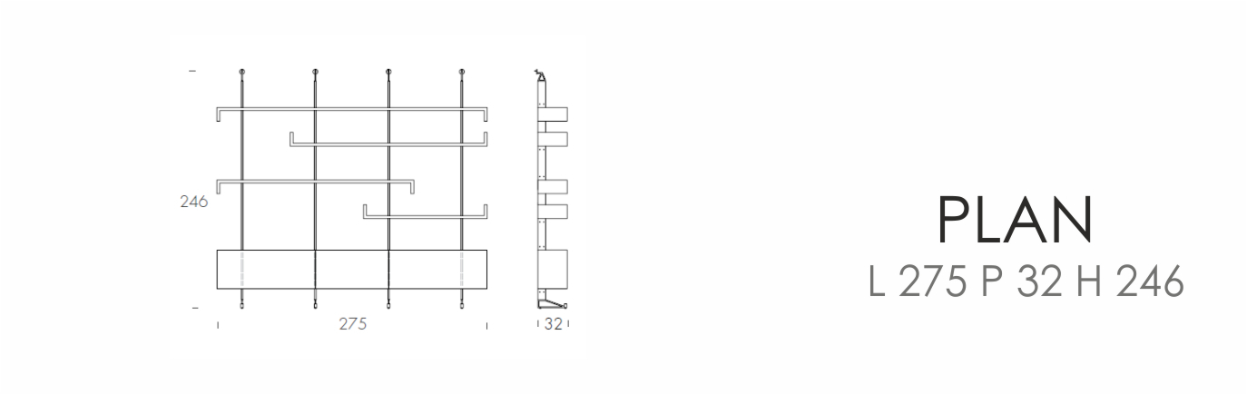 Стеллаж - Plan (L 250 P 32 H 246 cm)