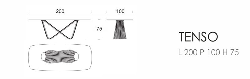 TENSO L 200 P 100 H 75 cm (скругленная)