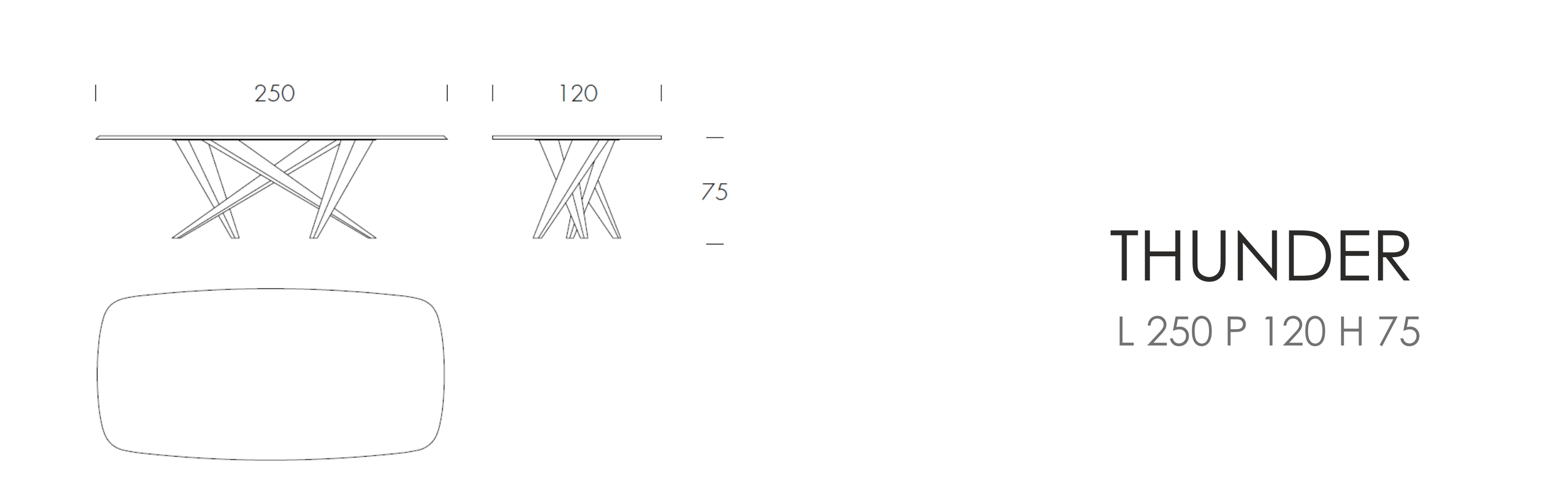 THUNDER - L 250 P 120 H 75 cm
