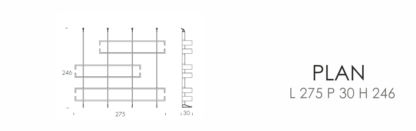 Стеллаж - Plan (L 275 P 30 H 246 cm)