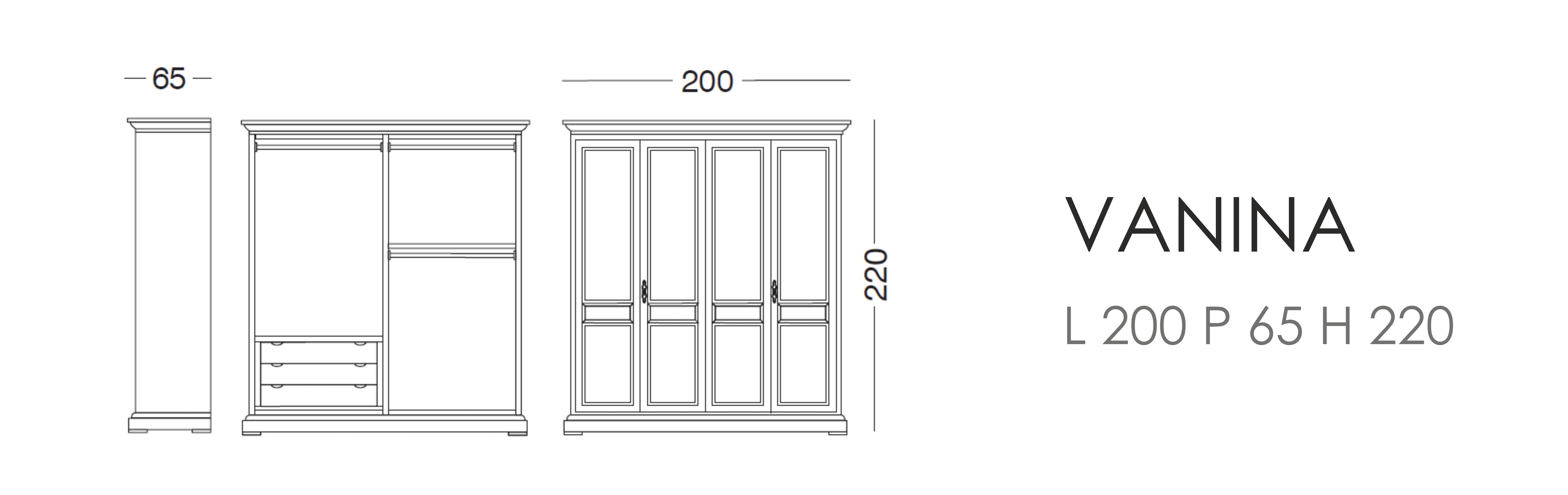 Шкаф Vanina - L 200 P 65 H 220 