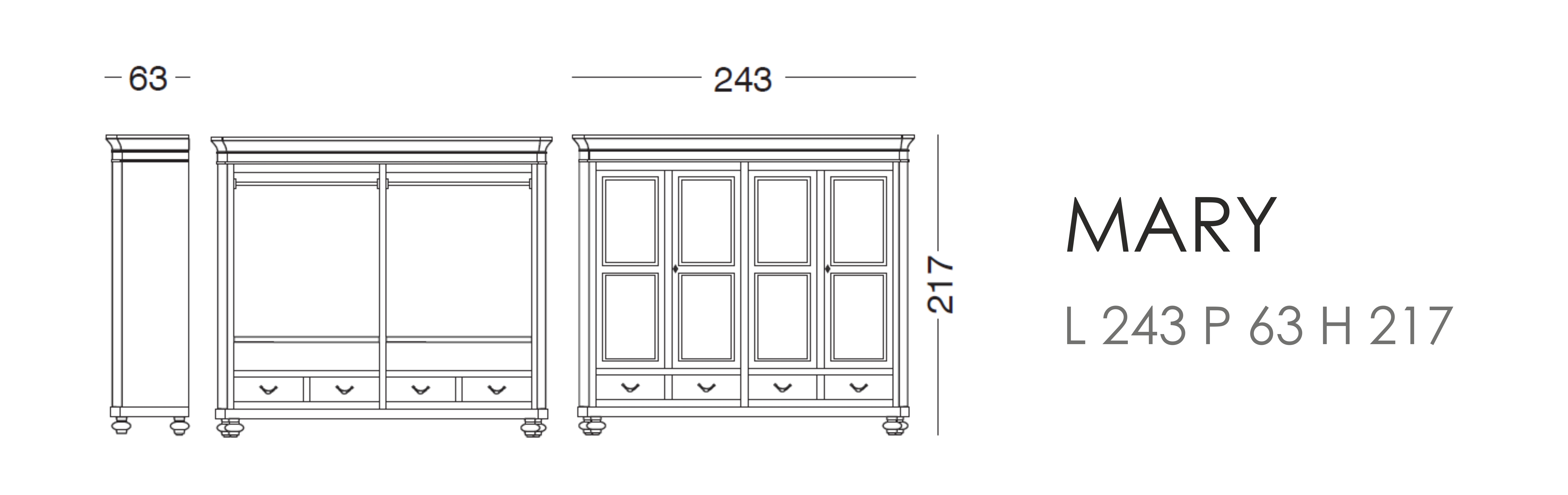 Шкаф Mary - L 243 P 63 H 217