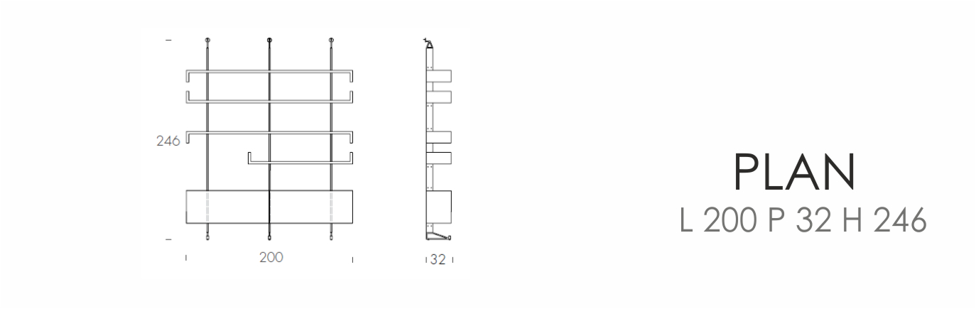 Стеллаж - Plan (L 200 P 30 H 246 cm)