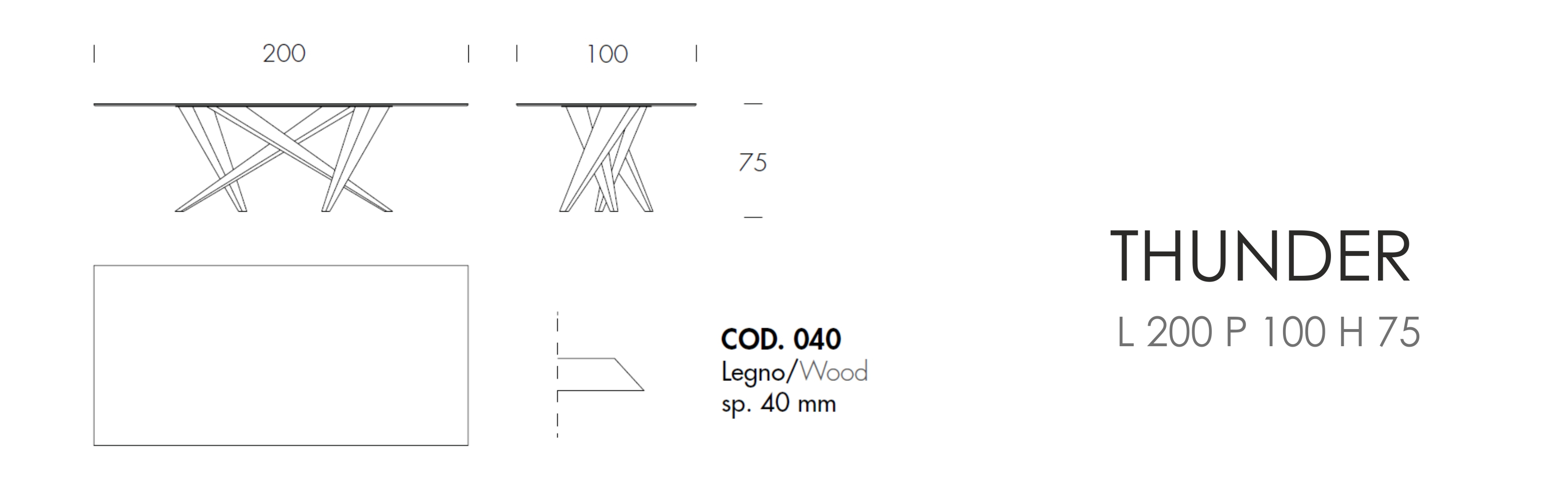 THUNDER - L 200 P 100 H 75 cm
