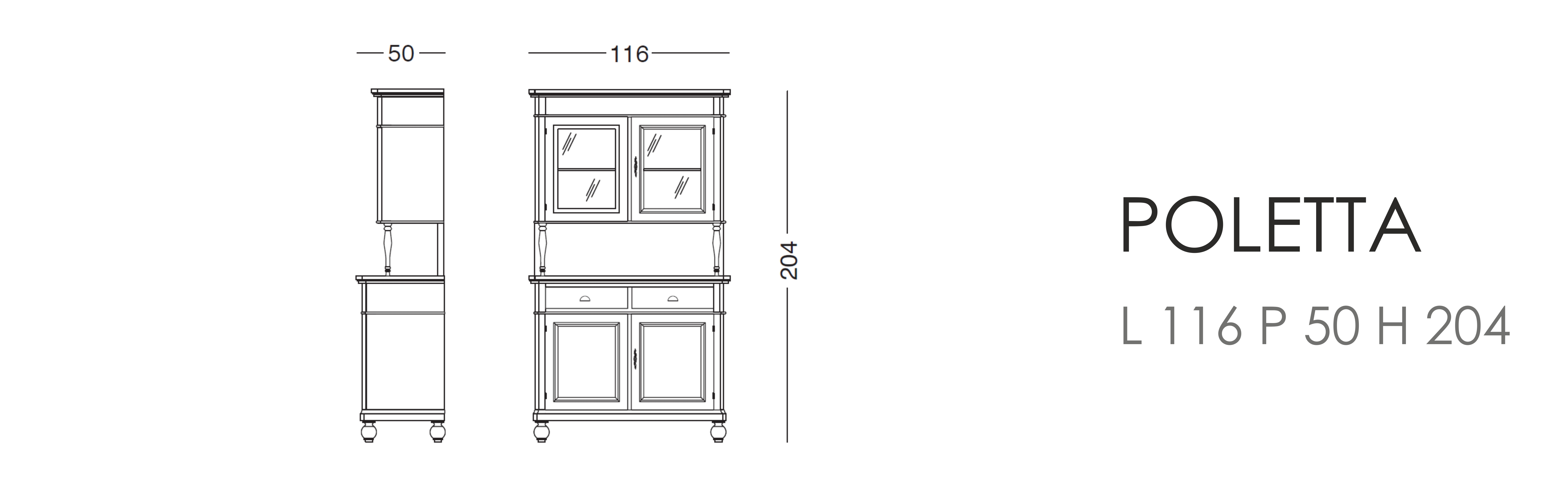 Сервант Poletta L 116 P 50 H 204