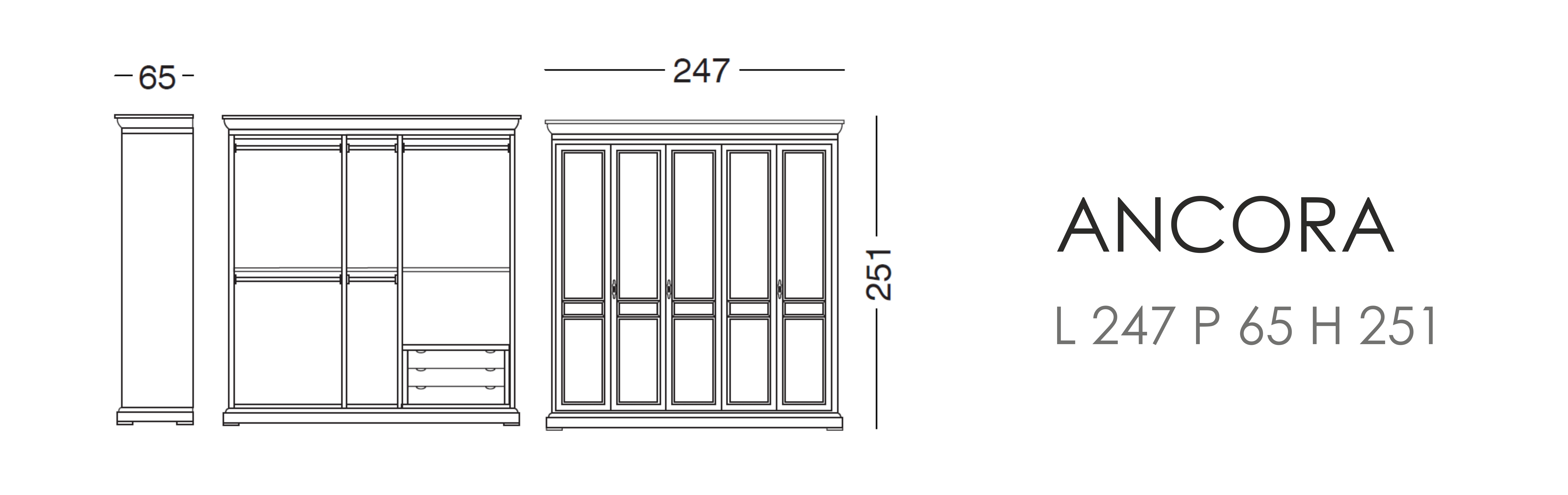 Шкаф Ancora - L 247 P 65 H 251
