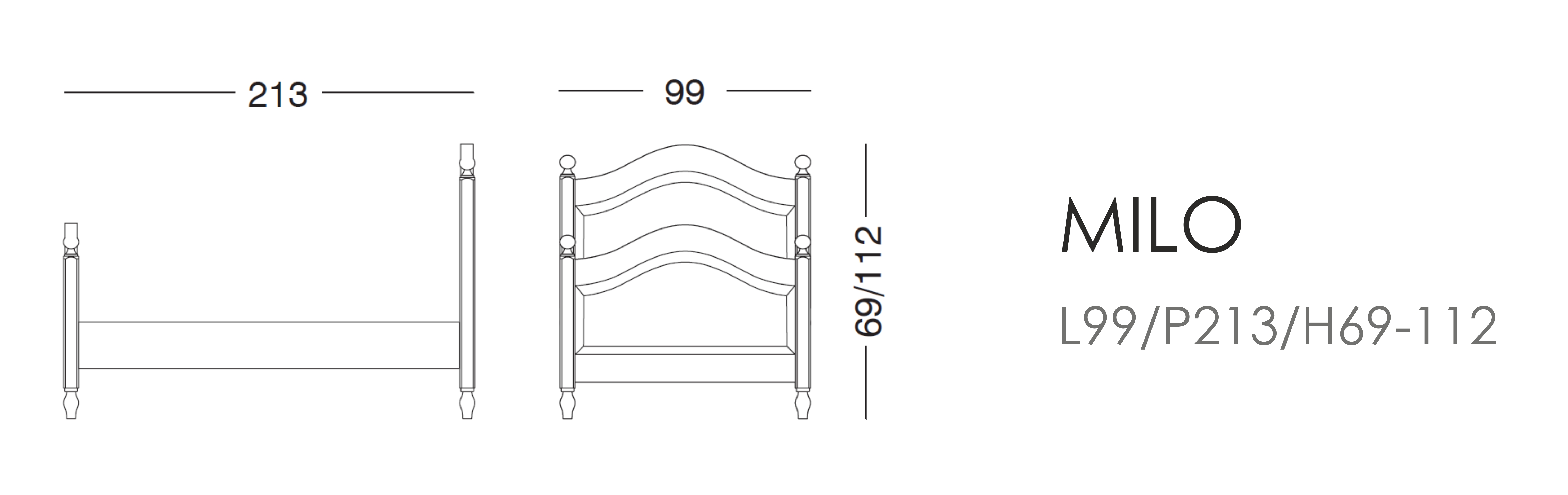 Кровать Milo - L 99/P213/H69-112