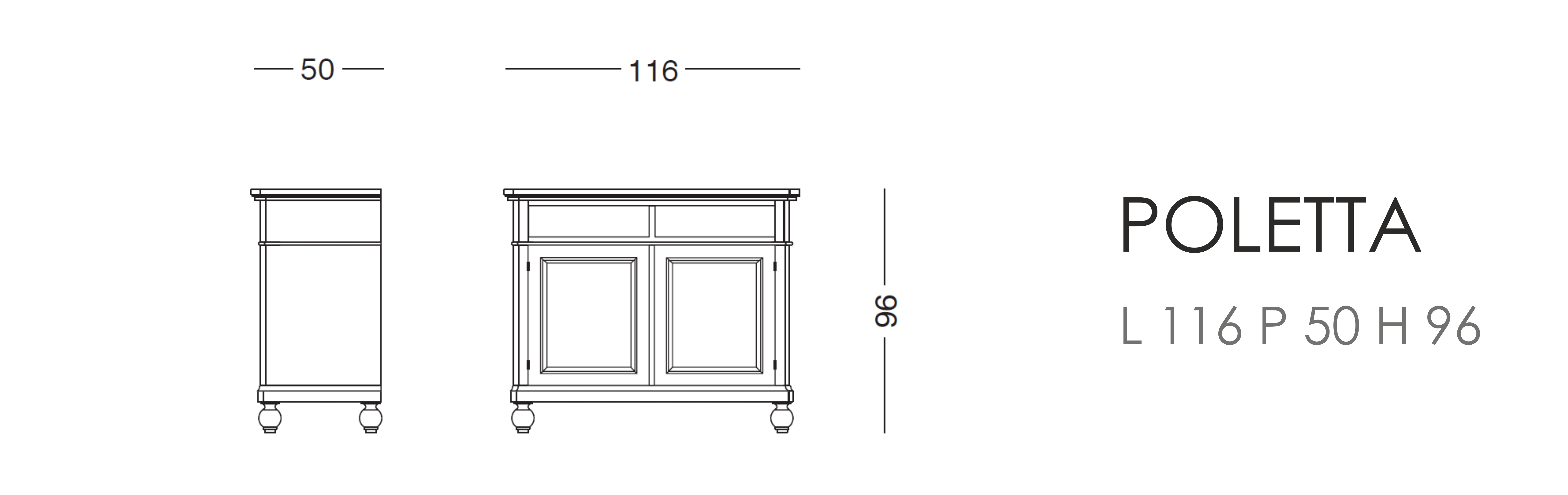 Сервант Poletta L 116 P 50 H 96