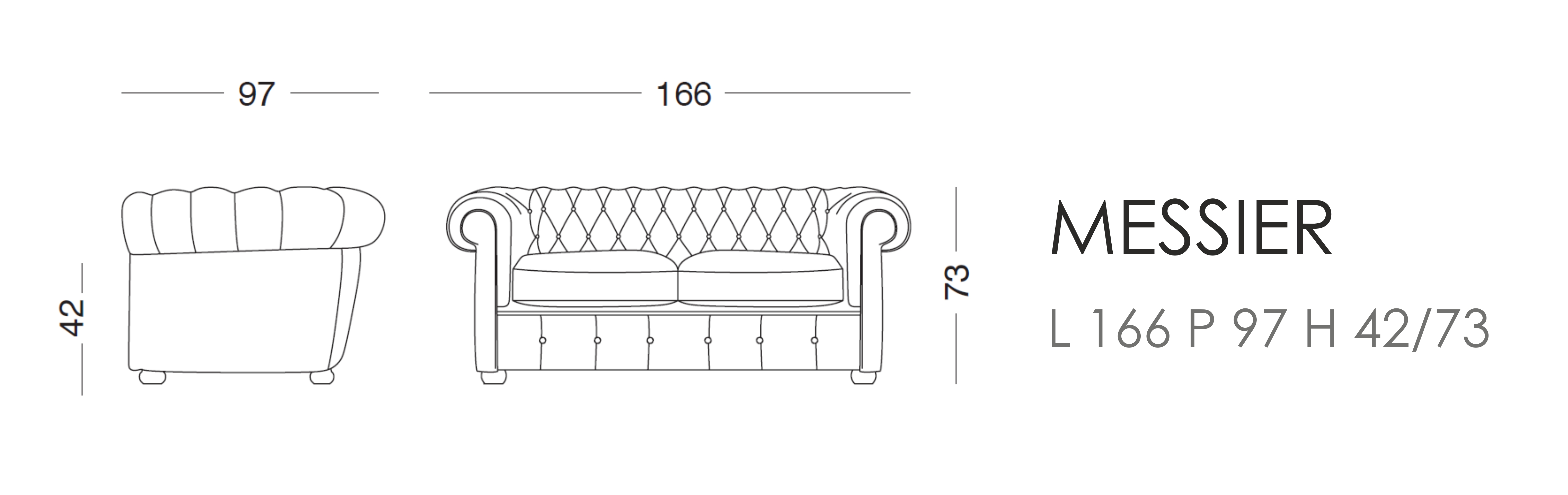 Диван Messier L 166 P 97 H 42/73