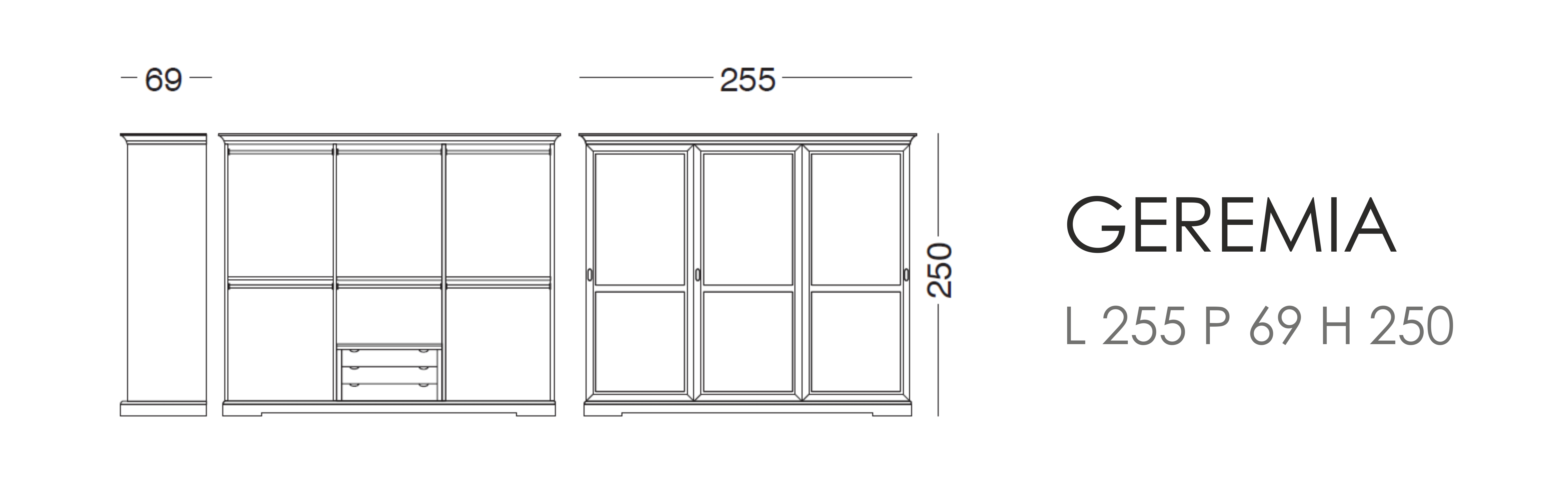 Шкаф Geremia - L 255 P 69 H 250